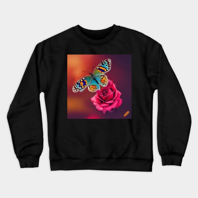 Rose Butterfly Crewneck Sweatshirt by DarkAngel1200